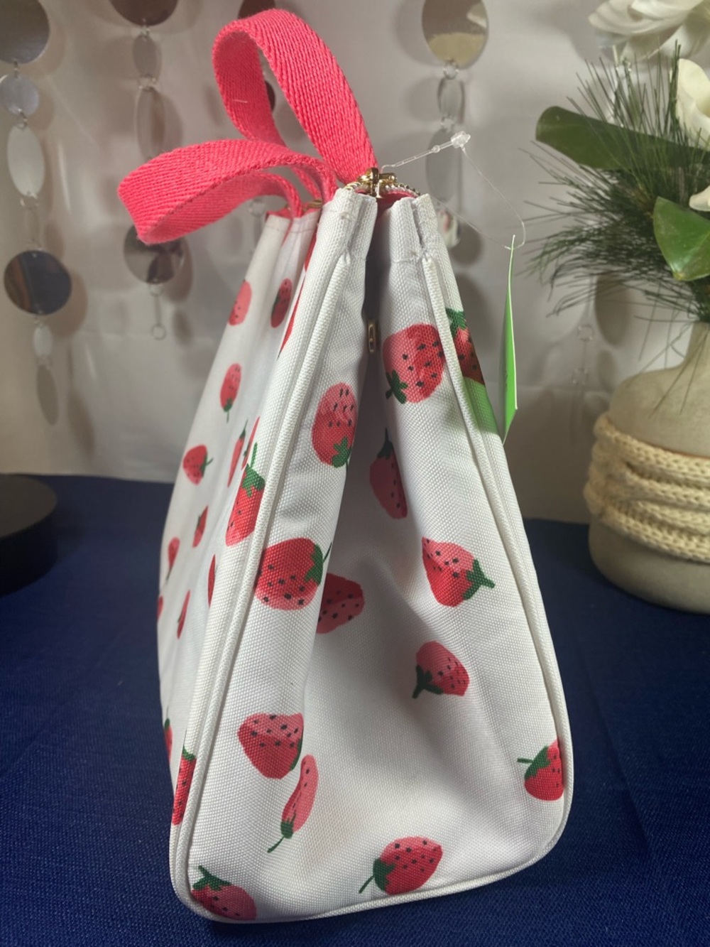 Kate Spade ♠️ White Canvas Strawberry Lunch Tote with Pink and Green accents - Picture 10 of 10